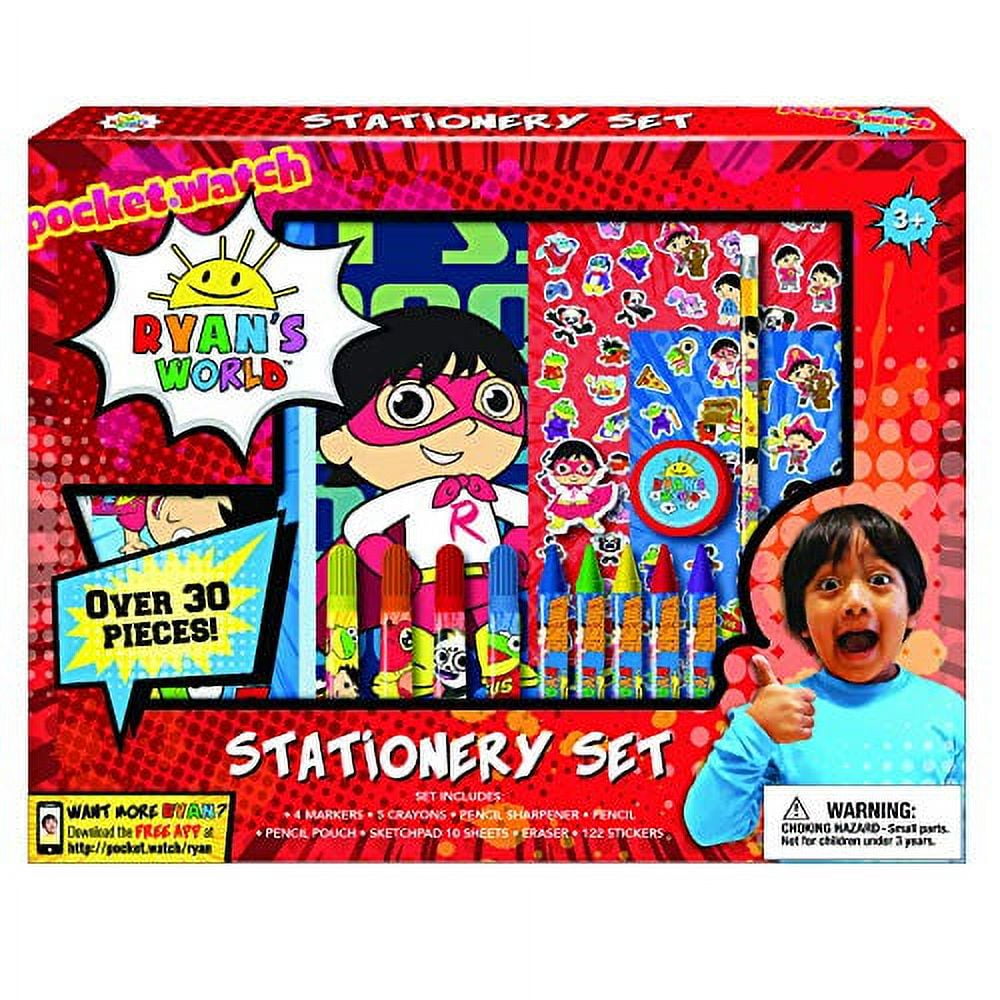 Ryan's World Mystery Art Box Set | Includes Pencil Case, Pencils, Markers, Eraser, Sharpener, Stickers, Notepad, Coloring Sheets