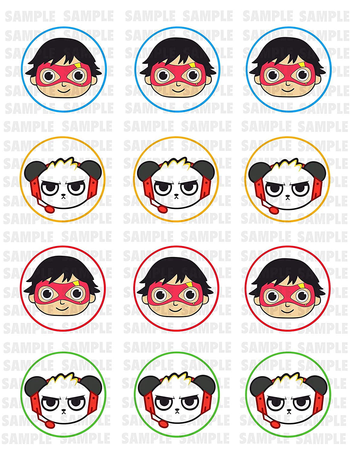 INKUTEN Ryans World Edible Cupcake Toppers (12 Images)