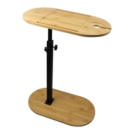 RYANSTAR RACING Adjustable TV Tray Table with Phone and Tablet Slots, Bamboo