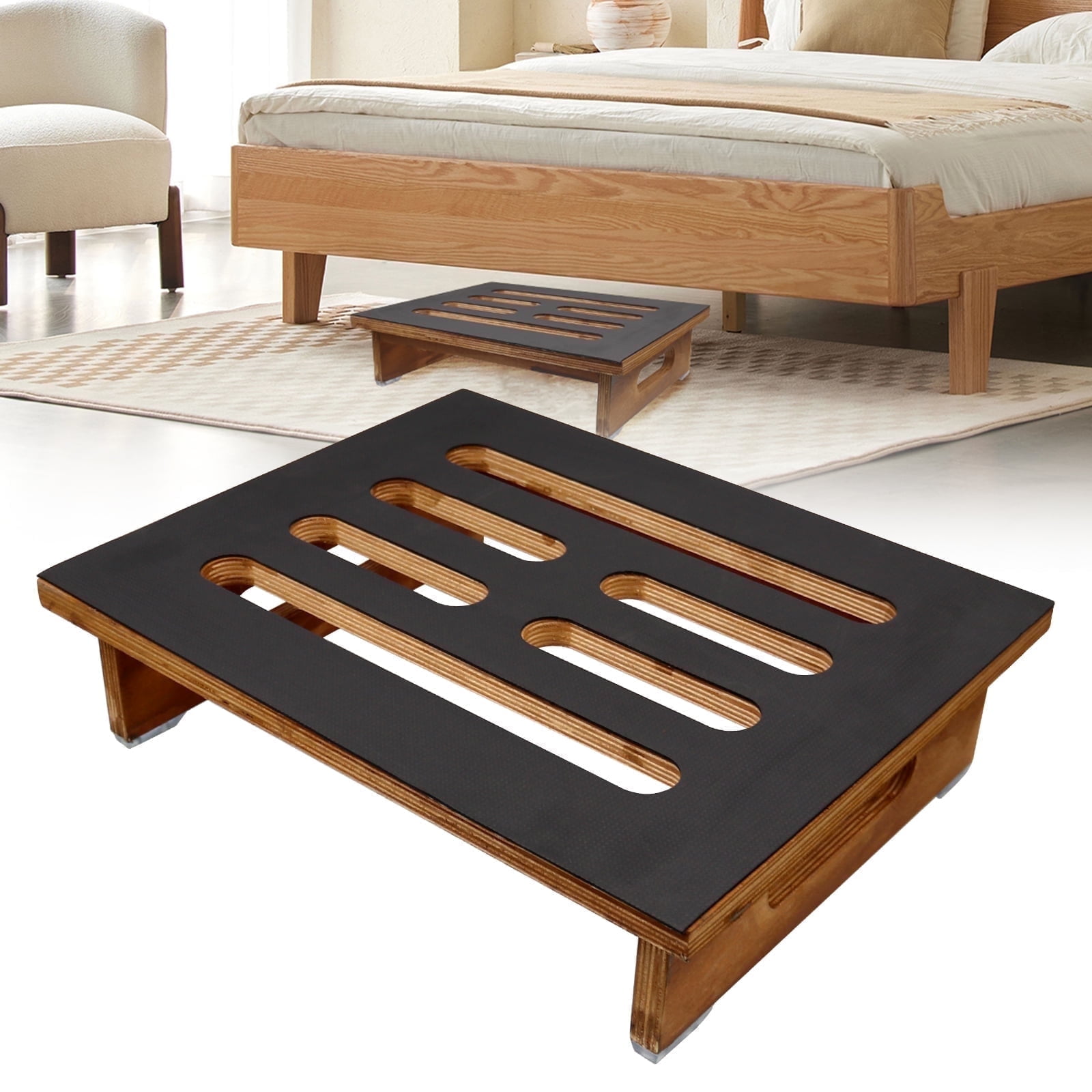 RYANSTAR RACING Adult Seniors Step Stool with Non-Slip Rubber Steps, 250 lb Weight Capacity, Great for Bathroom, Kitchen or Living Room,  Suitable for Kids and Seniors Support Brown