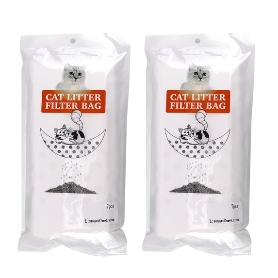Ryanstar Racing Cat Litter Box Liners 14 Count Cat Litter Bags Kitty Sifting Litter Liners Pet with Durable Drawstring Contains 12 Screening Bags with Holes + 2 Non-Porous Screening Bag (37" x 18")