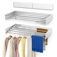 thumbnail image 1 of Ryanstar Racing Laundry Drying Rack Collapsible Wall Mounted Clothes Drying Rack Retractable Drying Rack 5 Aluminum Rods 60 lb Capacity White 31.5", 1 of 9