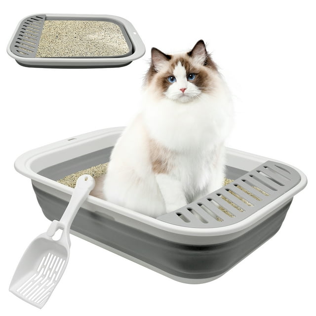 Ryanstar foldable small litter box open cat litter box with scoop