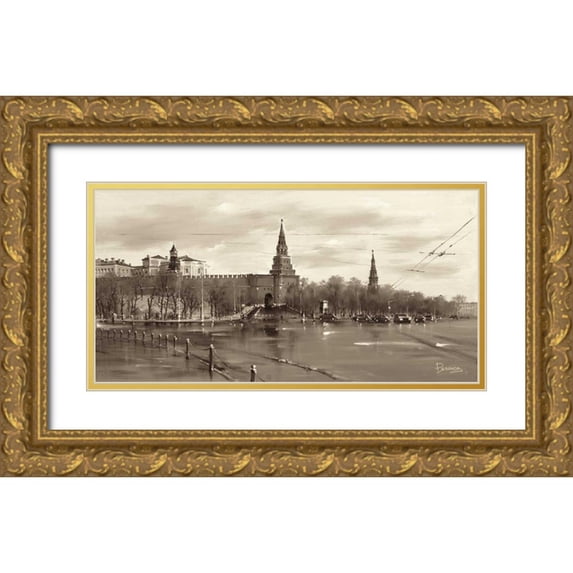 Ryazanov 32x18 Gold Ornate Wood Framed with Double Matting Museum Art Print Titled - Borowizki, Moscow