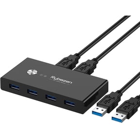 Rybozen KVM USB 3.0 4 Port 2 Computers Switch Adapter with One Button