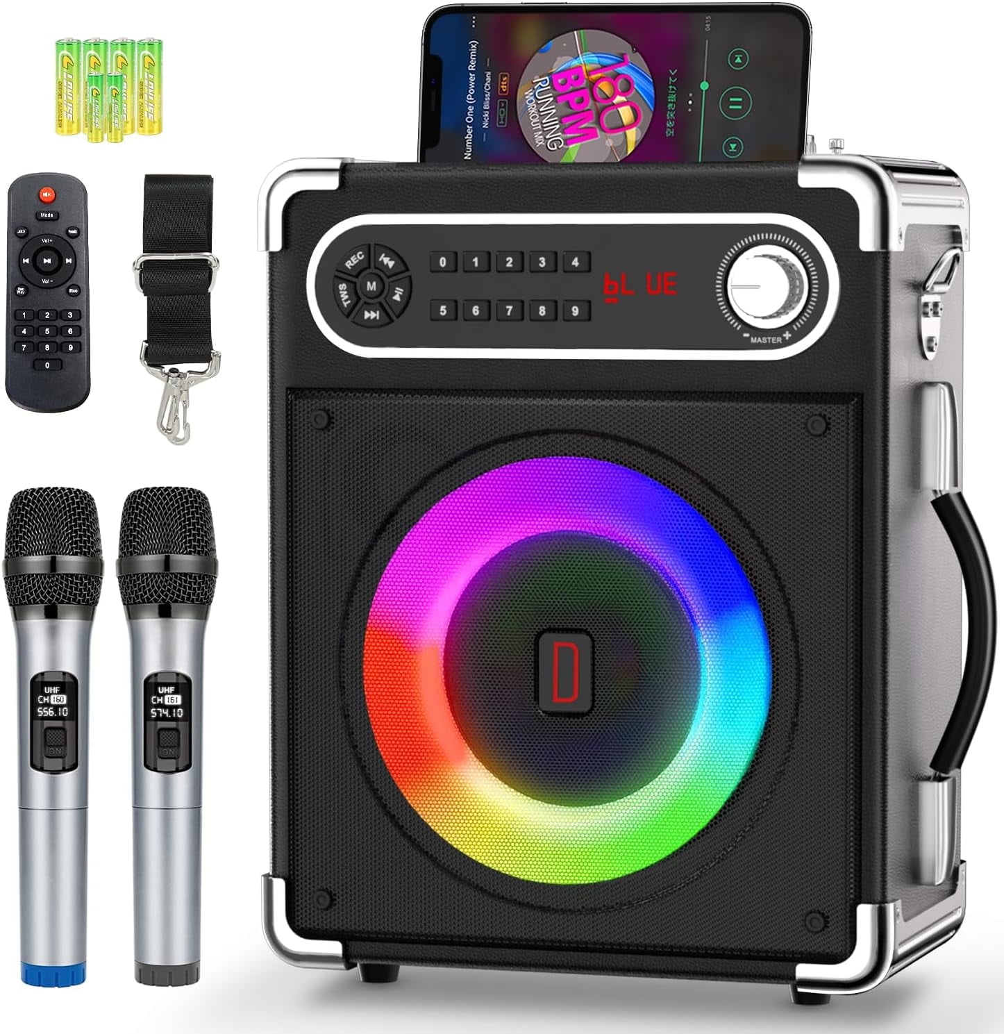 Rybozen Karaoke Machine with 2 Wireless Microphones, 2 Pieces