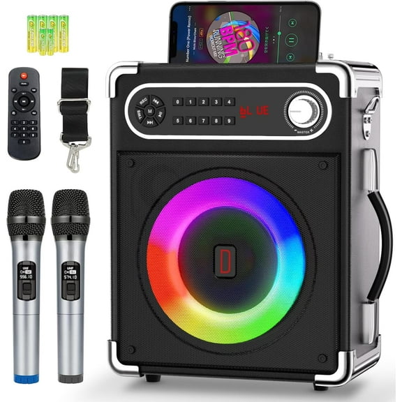 Rybozen Karaoke Machine with 2 Wireless Microphones, 2 Pieces