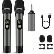 Rybozen Wireless Microphone, Handheld UHF Dual Metal Cordless Dynamic Mic System with Rechargeable Receiver,200ft Range -Auto Connect