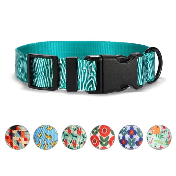 Rychif Cute Dog Collar, Blue Zebra Stripe Pattern, Soft Nylon Pet Collars for Medium Large Dogs, M