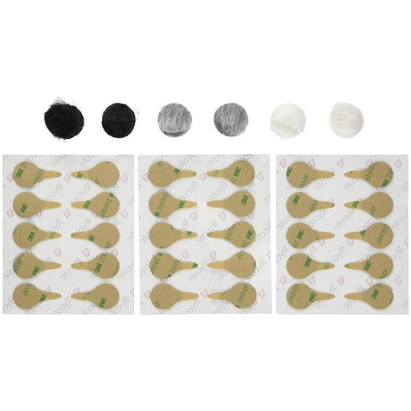 Rycote 065505 Overcovers with 30 Stickies and 6 Re-usable Fur Discs for Lavalier Mics, Two of Each Black/Grey/White