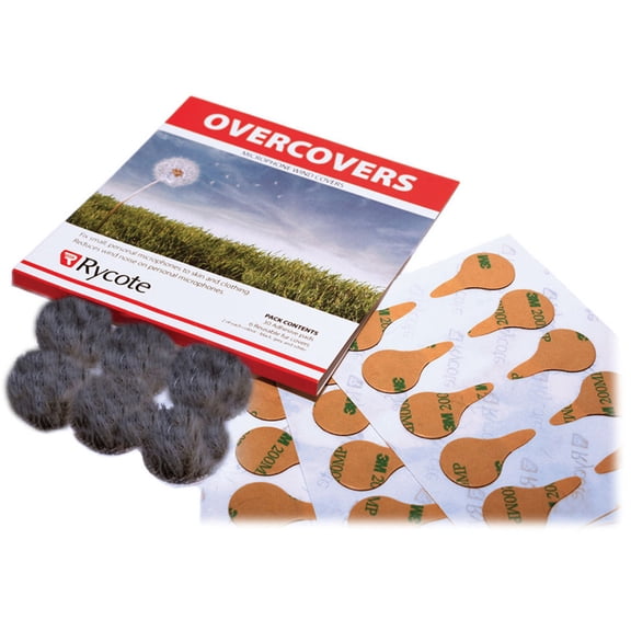 Rycote 6x Fur Discs Overcovers with 30x Adhesive Stickies for Lavalier Mics, Gray