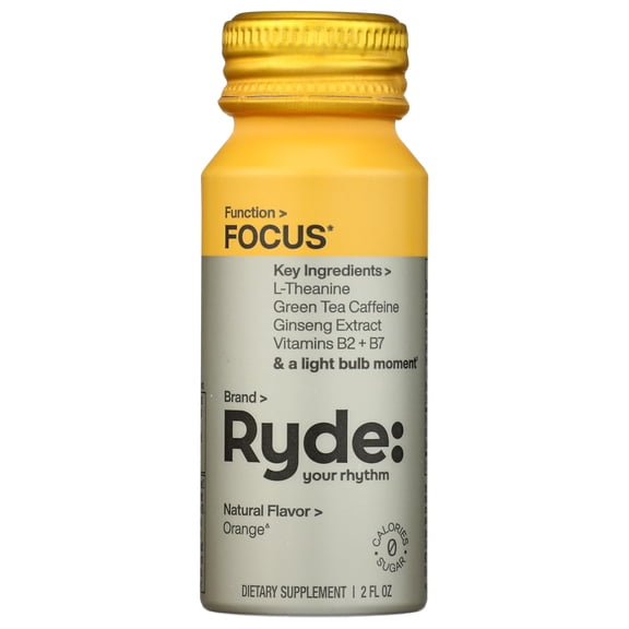 Ryde Shots USA, 2.02 Fl Oz (60 ml), Focus, 8 Pack Bundle