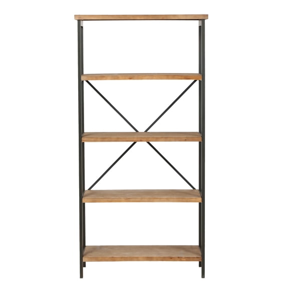 Ryder 4 Shelves Firwood Display Bookcase, Brown and Black