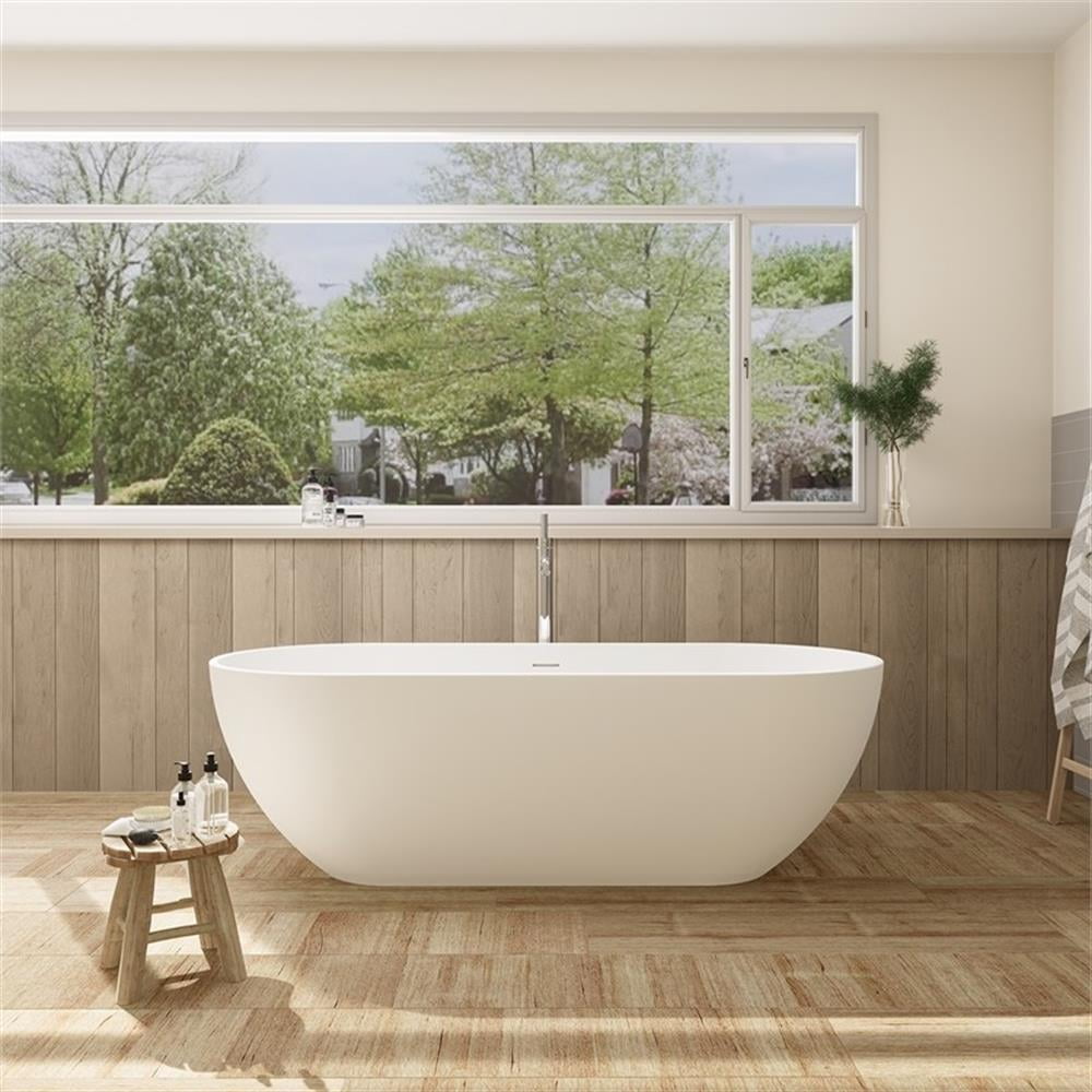 Ryder 69'' Matte White Solid Surface Freestanding Oval Bathtub