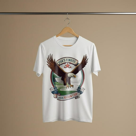 Ryder Cup 2025 T-Shirt: Patriotic Bald Eagle Golf Apparel Shirt,white Color,Size 3XL