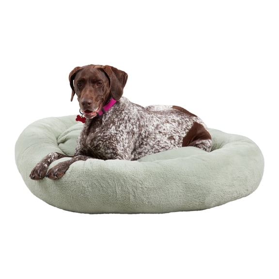 Ryder Faux Fur Cuddler Donut Bed, Large, Pistachio