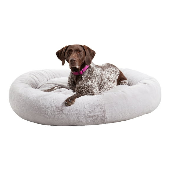 Ryder Faux Fur Cuddler Donut Bed, Large, Whisker Gray