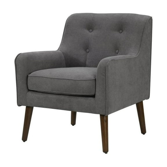Ryder Mid Century Modern Gray Woven Fabric Button Tufted Armchair