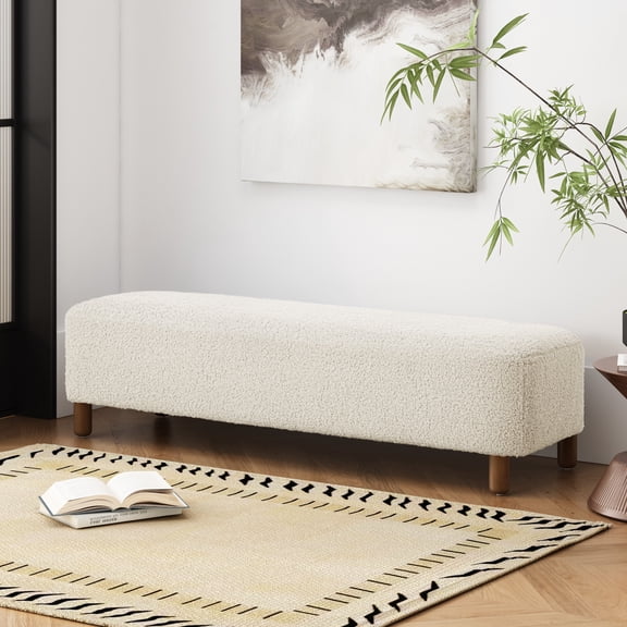 Christopher Knight Home Ryder Modern Upholstered Rectangular Ottoman, Durable Foam Cushion with Solid Wood Legs, White