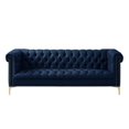 thumbnail image 1 of Posh Living Ryder Button Tufted Leather Chesterfield Sofa in Navy Blue/Gold, 1 of 9