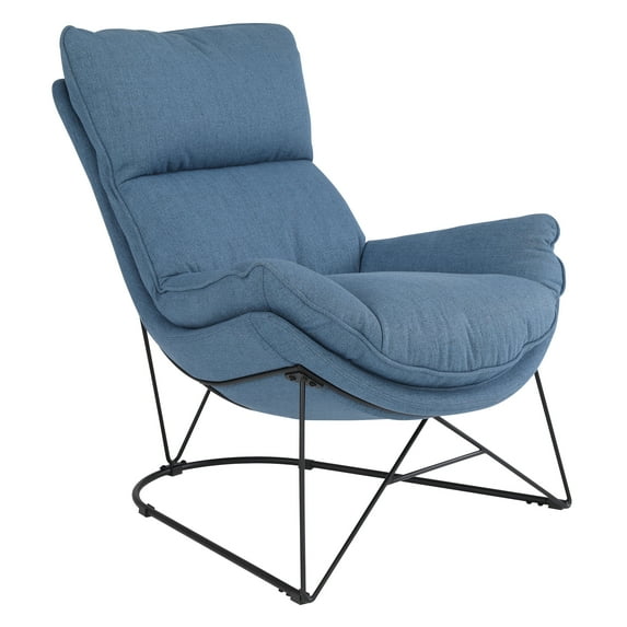 Ryedale Lounge Chair in Blue Fabric with Black Frame