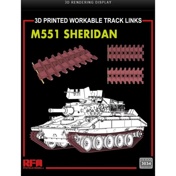 Ryefield RM-3034 1/35 Scale M51 Sheridan Workable Track Links (3D Printed) upgrade accessories for RM-5142 kit