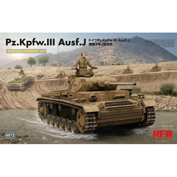 Ryefielld RM5072 model 1/35 Scale PZ.Kpfw.lll Ausf.J WITH FULL INTERIOR KIT Plastic model kit