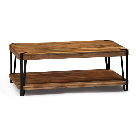 Alaterre Furniture Ryegate Natural Live Edge Solid Wood with Metal Coffee Table, Natural