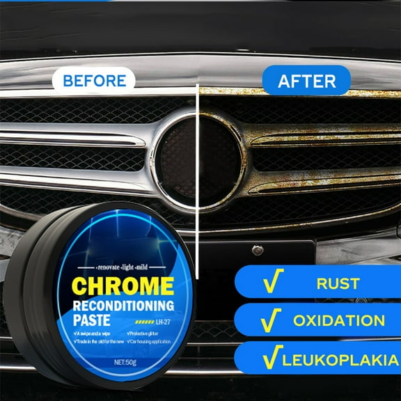 Ryekew Car Door Window Chrome Strip Metal Polishing Paste 50G, Nano Ceramic Coating To E Brightness And Protect Against Rust Oxidation, Safe For All Metal Surfaces With
