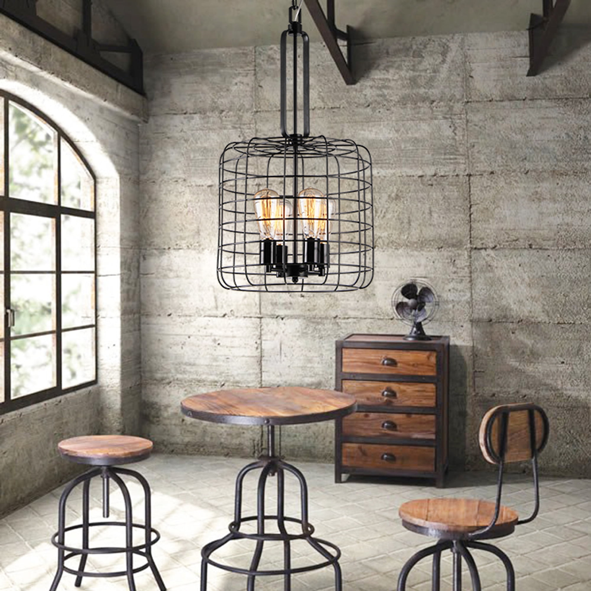 Ryelba Chrome Bulbous Cage Pendant