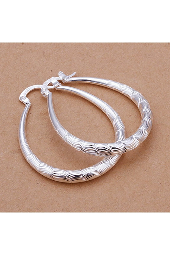 925 Sterling Silver U Shape Hoop Dangle Earrings for Women