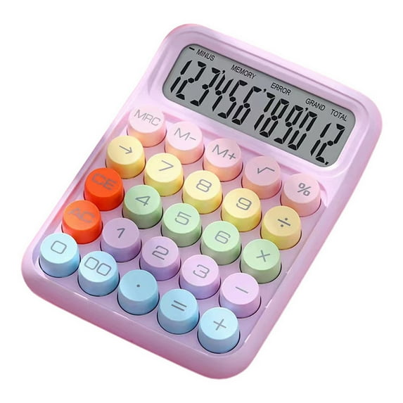 Rygai Handheld Switch Calculator Typewriter-Inspired Round Button Large Screen Portable Easy to Use Calculator for Office School Home