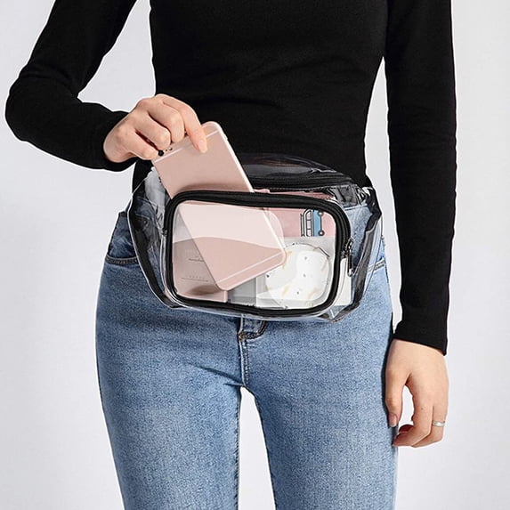 Rygai Transparent Fanny Pack with Adjustable Strap Large Capacity Waterproof Quick Release Clear Waist Bag for Men Women