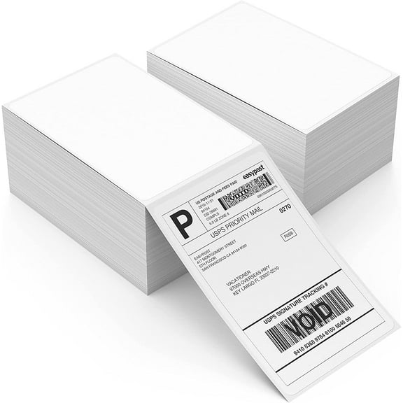 RyhamPaper Fanfold 4" x 6" Direct Thermal Labels White Perforated Shipping Labels,500 Labels per Stack,2 Stacks