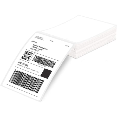 RyhamPaper Fanfold 4"x6" Thermal Labels White Perforated Shipping Labels, 1 Stack 100 Labels