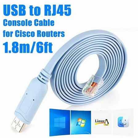 Ryhampaper 1.8m USB to RS232 Serial to RJ45 CAT5 Console Adapter Cable for Cisco Routers FTDI Blue 1Pc