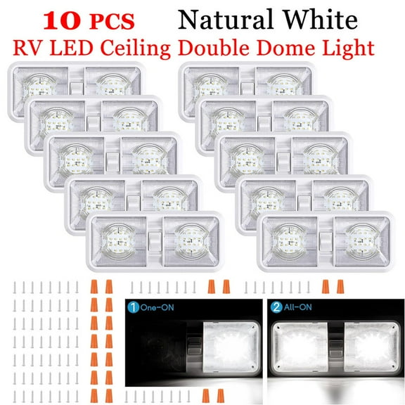Ryhampaper 10PCS 12V LED RV Ceiling Dome Light RV Interior Lighting for Trailer Camper Boat Natural White