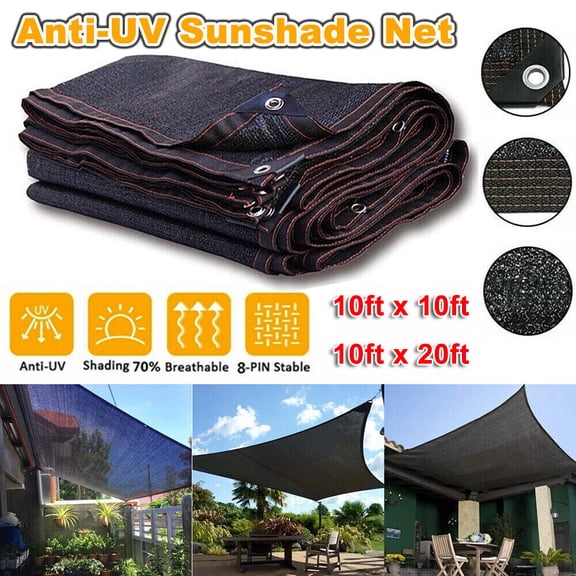 Ryhampaper 10ftx10ft Shade Cloth, UV Protection, Sun Shade Net Sun Shade Cloths for Outdoor, Garden, Pergola, Patio, Lawn, Plant Black