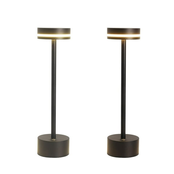 Ryhampaper 12.4" LED Rechargeable Cordless Table Lamp Touch Control Dimmable Desk Lamp Portable Night Light Black 1800 mAh 2Pack