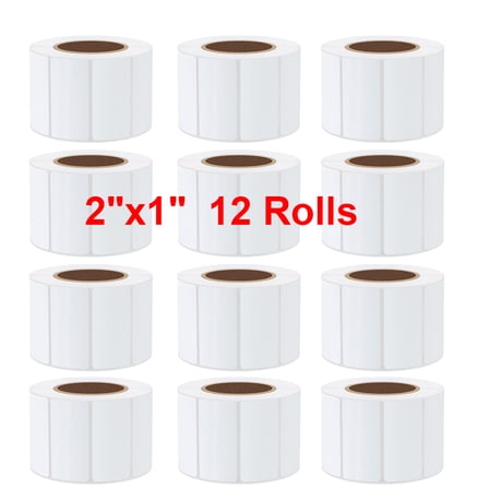 Ryhampaper 12 Rolls 2"x1" Direct Thermal Labels Barcode FBA SKU Sticker Labels1300/Roll for Rollo & Zebra Printer