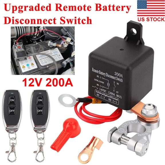Ryhampaper 12V 200A Car Battery Disconnect Switch Remote Control Power Kill Master Isolator Cut Off Black
