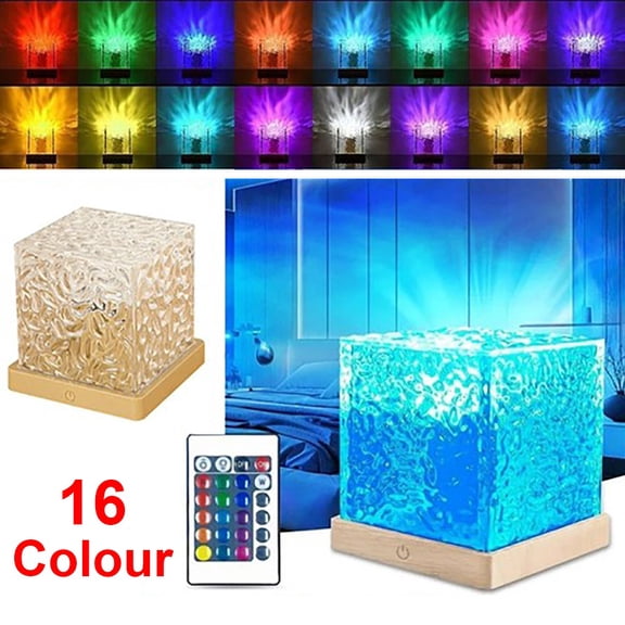 Ryhampaper 16 Colors LED Night Light Ocean Wave Projector Lamp Aurora with Remote for Bedroom Christmas Xmas Gift