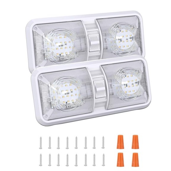 Ryhampaper 2PCS 12V LED RV Ceiling Dome Light RV Interior Lighting for Trailer Camper Boat Natural White