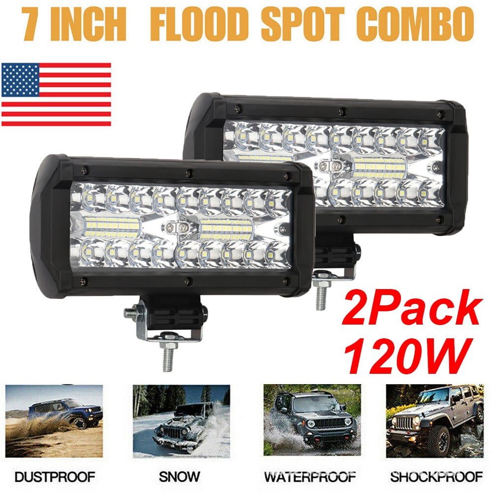 Ryhampaper 2Pcs 7 Inch LED Work Light Bar Flood Spot Combo Pod Offroad ...