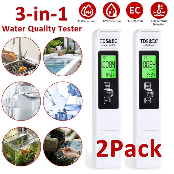 Ryhampaper 2Pcs TDS Meter Digital Tester Water Quality Testing Kits Drinking Water 0-9990ppm