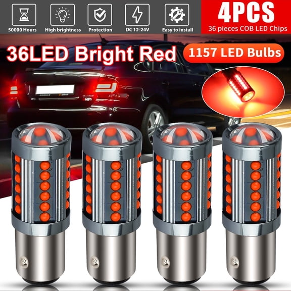 Ryhampaper 4Pcs/Set 1157 LED Tail Stop Brake Turn Signal Light Bulbs 2057 2357 BAY15D Bright Red