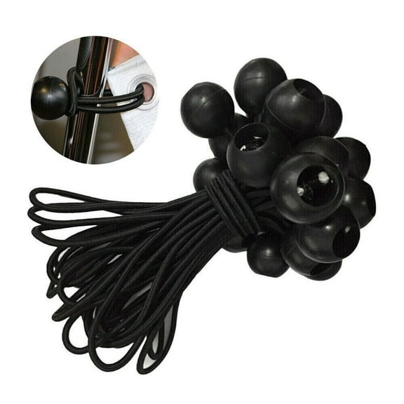 Ryhampaper 50 Pcs 9" Black Ball Bungee Cords, Heavy Duty Bungee Canopy Cord Tarp Tie Downs Straps for Camping, Shelter, Cargo,Tent Poles