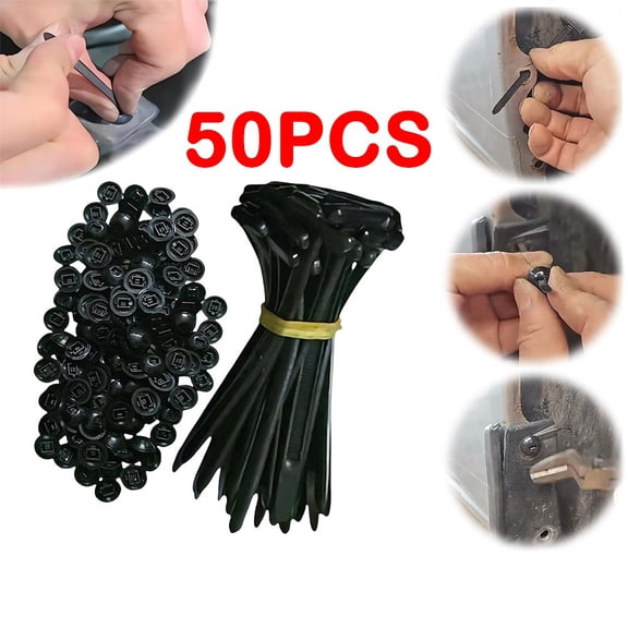 Ryhampaper 50Pcs Nylon Universal Cable Tie Buckle, Self-Locking Nylon Zip Ties Holder Kit for Car Fender Bumper Repair, Home & Garage, Black