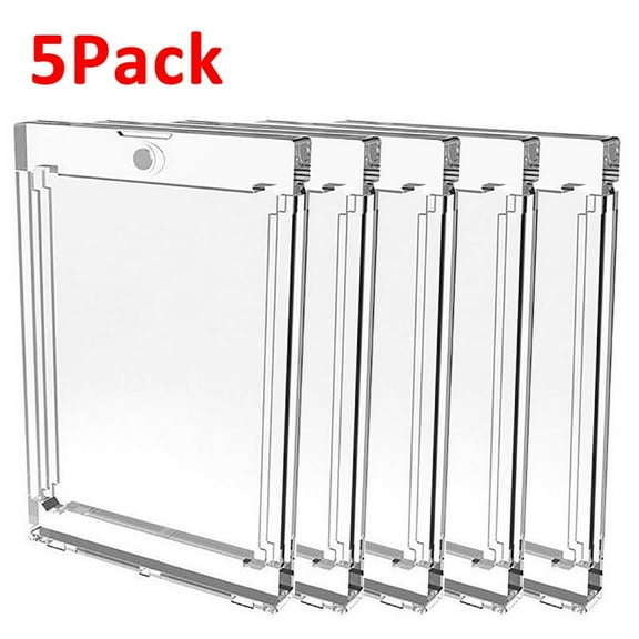 Ryhampaper 5Pack Clear Magnetic Trading Sports Card Holders 35pt One-Touch Hard Protector Sleeves