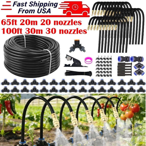 Ryhampaper 65ft 20M Nozzle Set Drip Irrigation Kit Garden Irrigation System Plant Lawn Watering Drip Adjustable